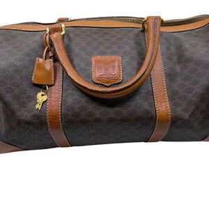 Celine Boston Bag Brown Macadam Canvas Duffle